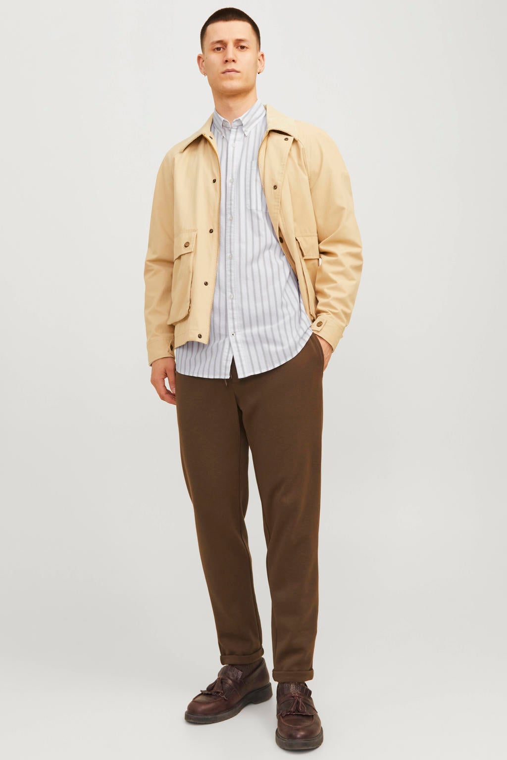 JACK & JONES ESSENTIALS zakelijk overhemd grijs