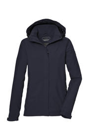 thumbnail: Donkerblauwe dames Killtec outdoor jas van polyester met effen, lange mouwen, capuchon en rits met windvanger
