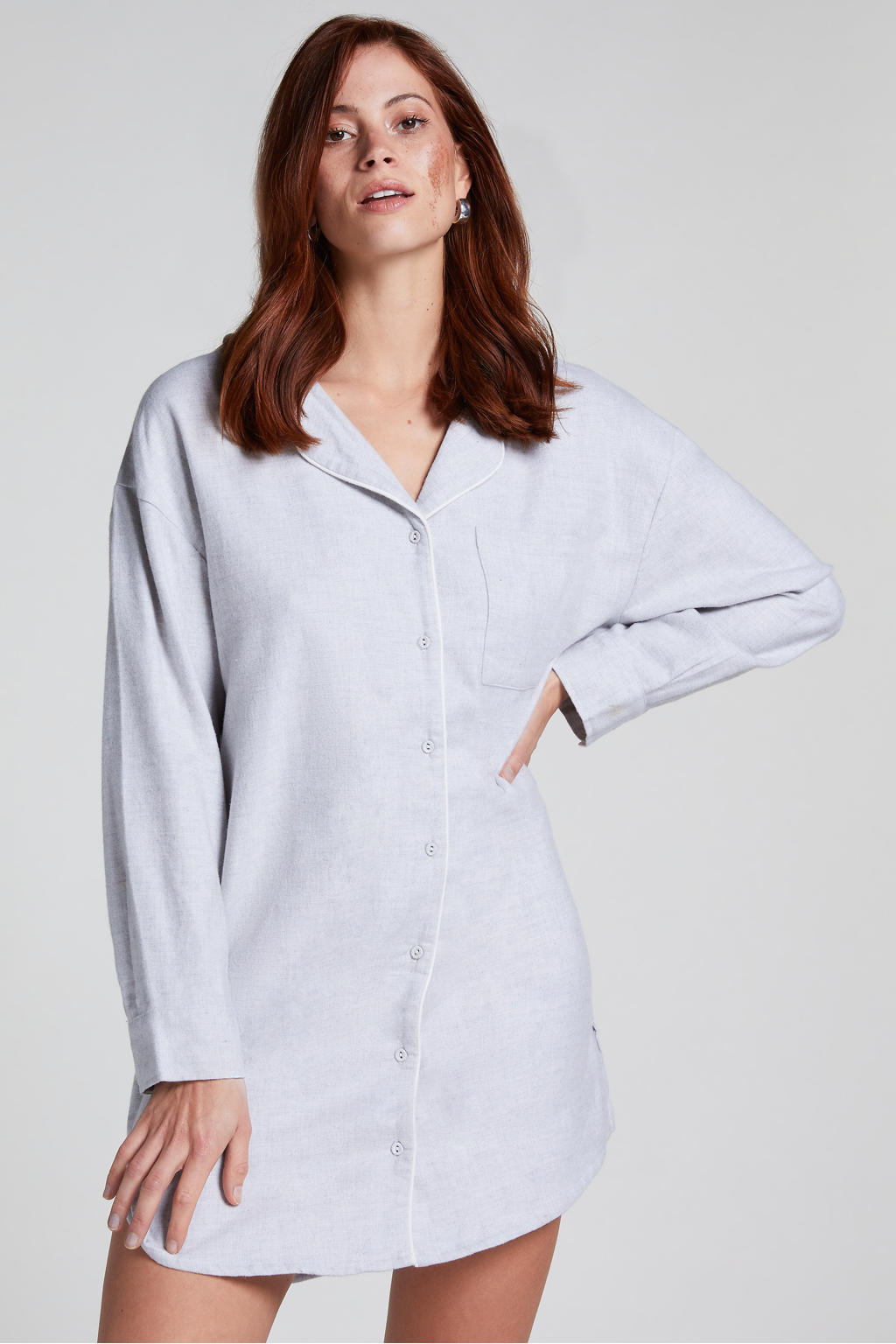 Hunkemöller flanellen nachthemd grijs