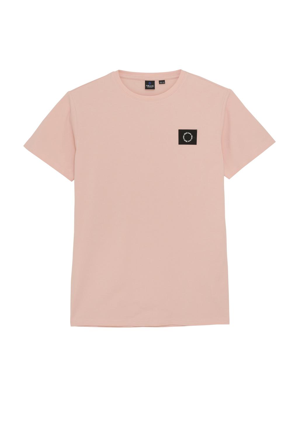 Lichtroze jongens Rellix T-shirt van stretchkatoen met effen, korte mouwen en ronde hals