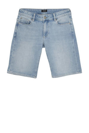 straight denim short light blue denim