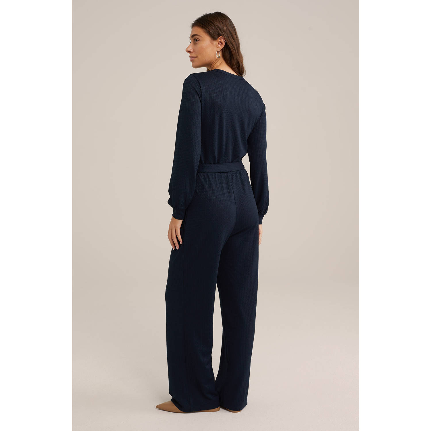 WE Fashion straight jumpsuit donkerblauw