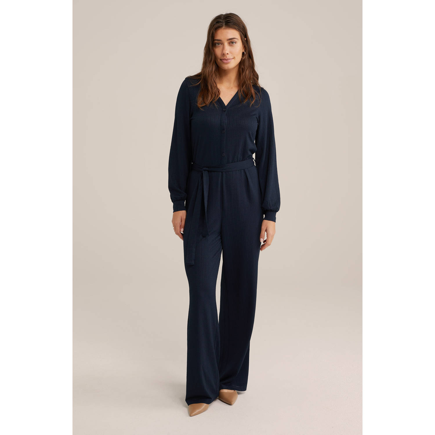 WE Fashion straight jumpsuit donkerblauw