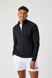 thumbnail: Zwarte heren Björn Borg sportvest Borg Training van polyester met lange mouwen en opstaande kraag
