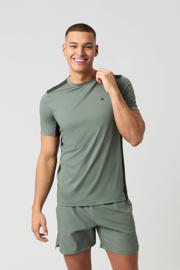 thumbnail: Lichtgroene heren Björn Borg sportshirt Ace Mesh Panel van polyester met logo dessin, korte mouwen en ronde hals