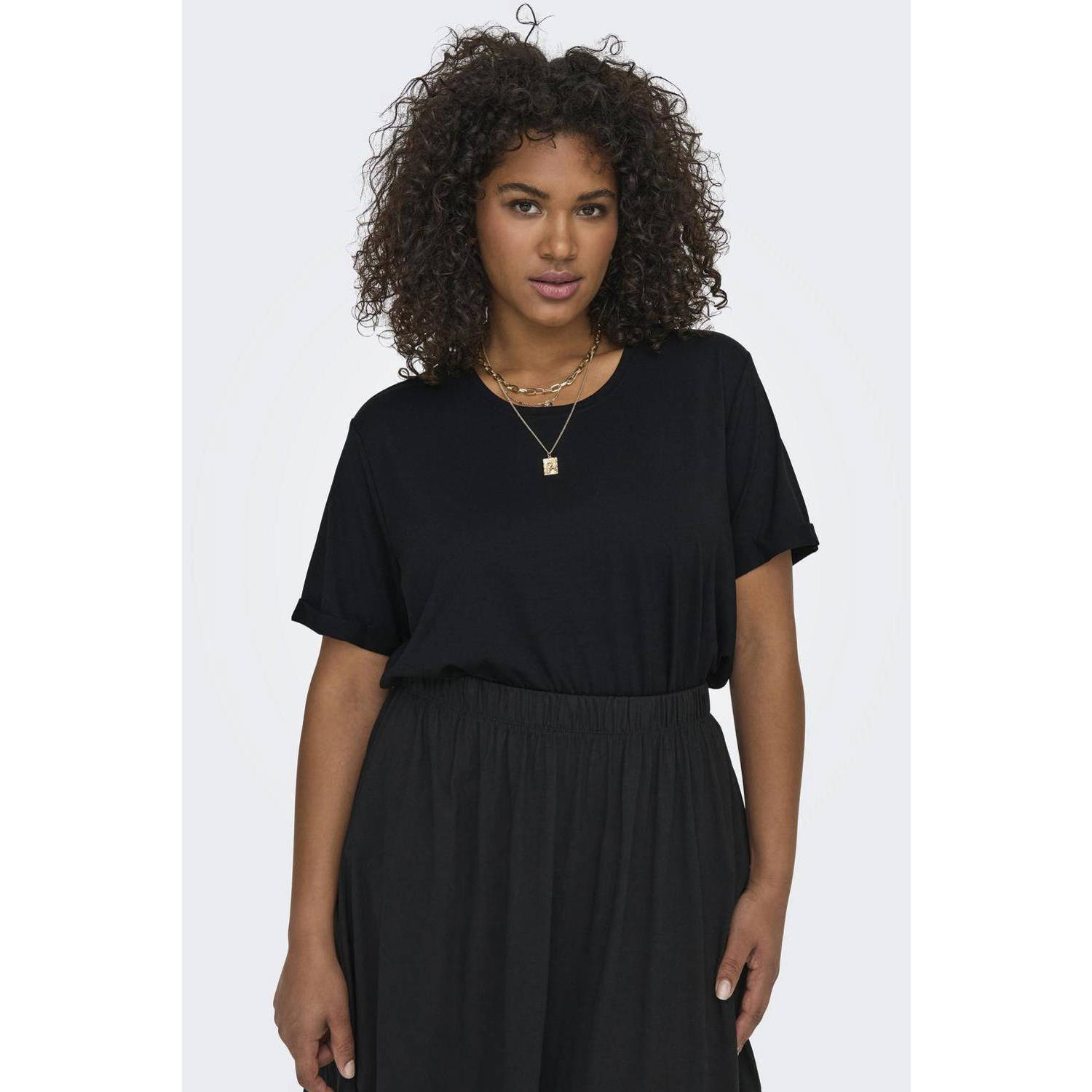 ONLY CARMAKOMA Shirt met korte mouwen CARMOSTER S S FOLD UP TOP JRS NOOS