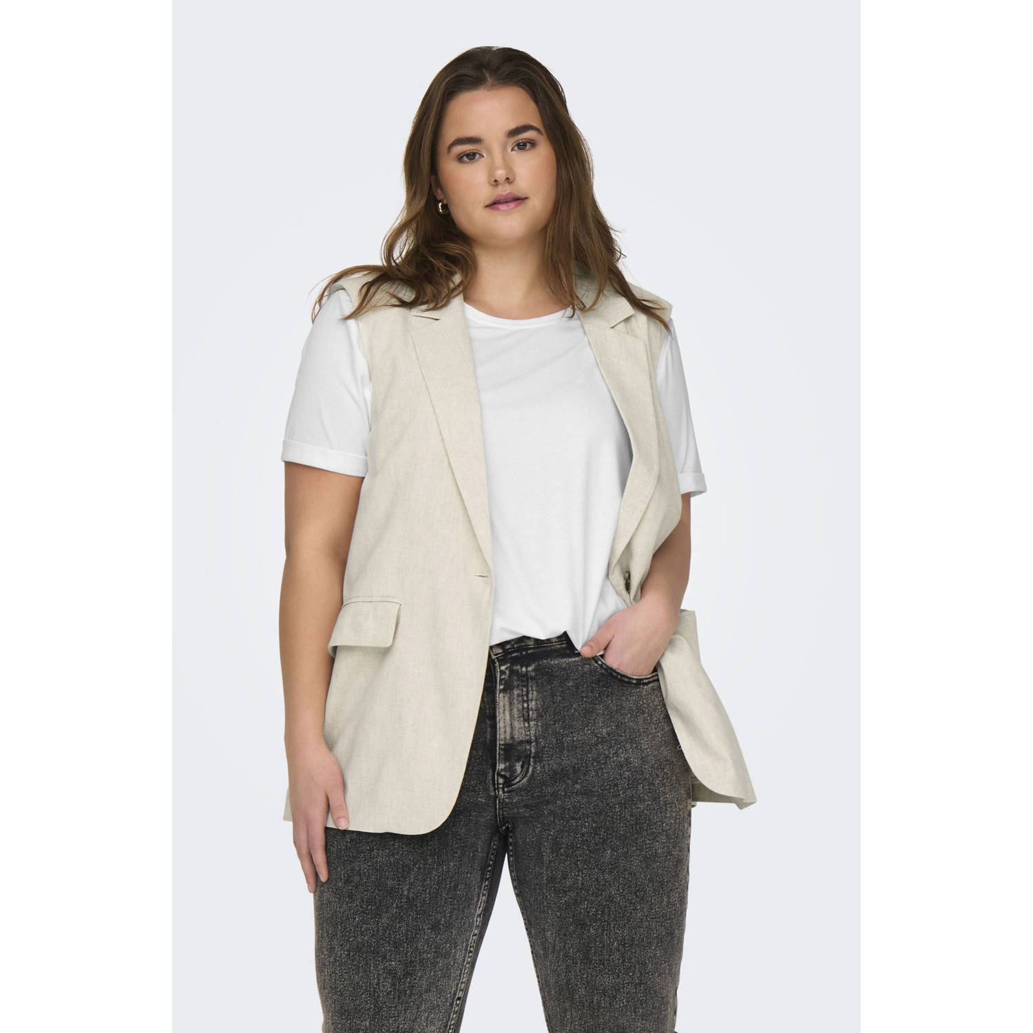 ONLY CARMAKOMA Shirt met korte mouwen CARMOSTER S S FOLD UP TOP JRS NOOS