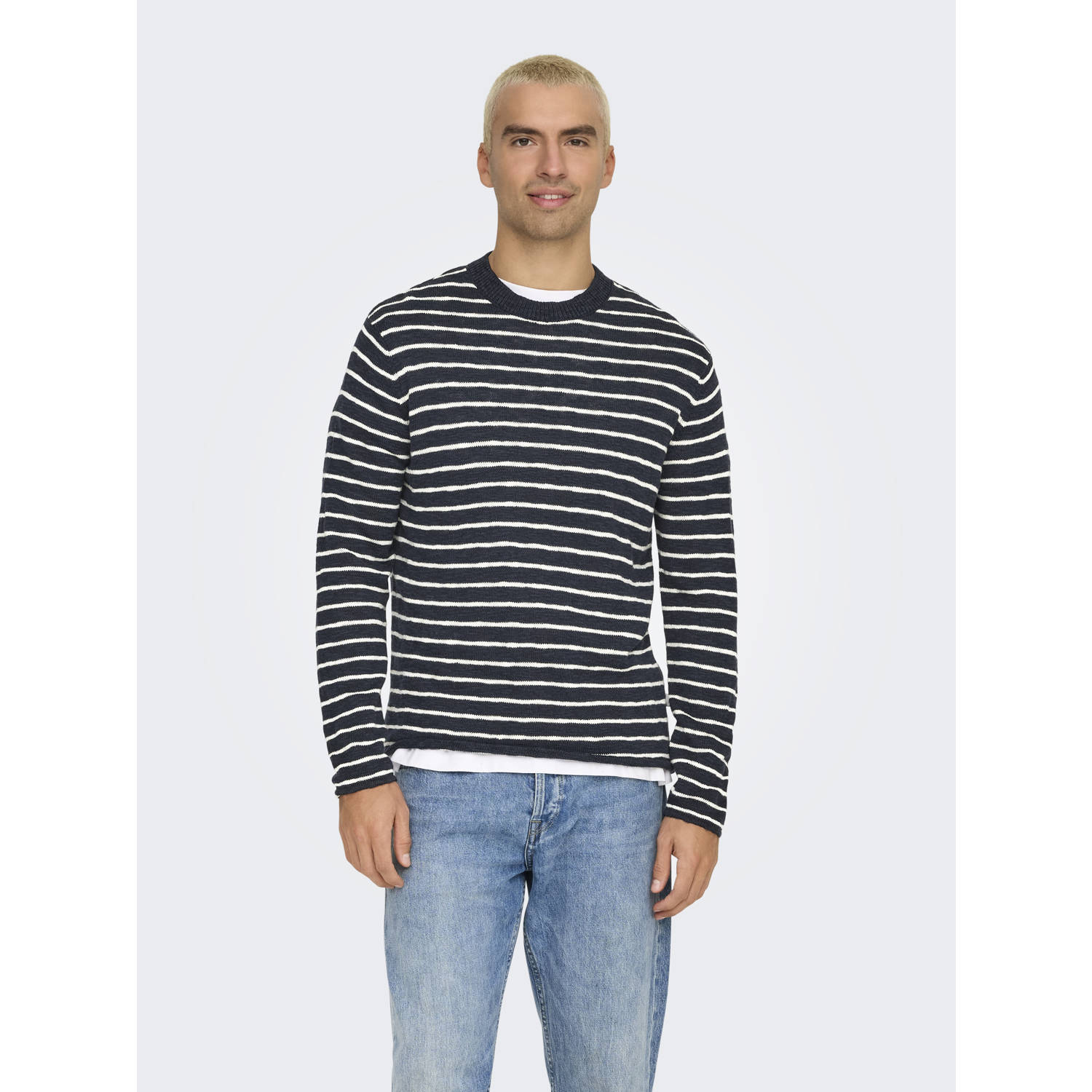 ONLY & SONS trui fijn gebreid donkerblauw