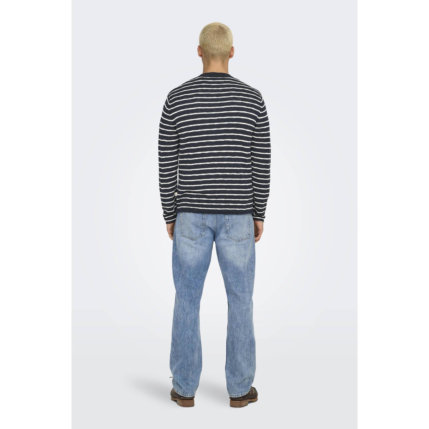 ONLY & SONS trui fijn gebreid donkerblauw