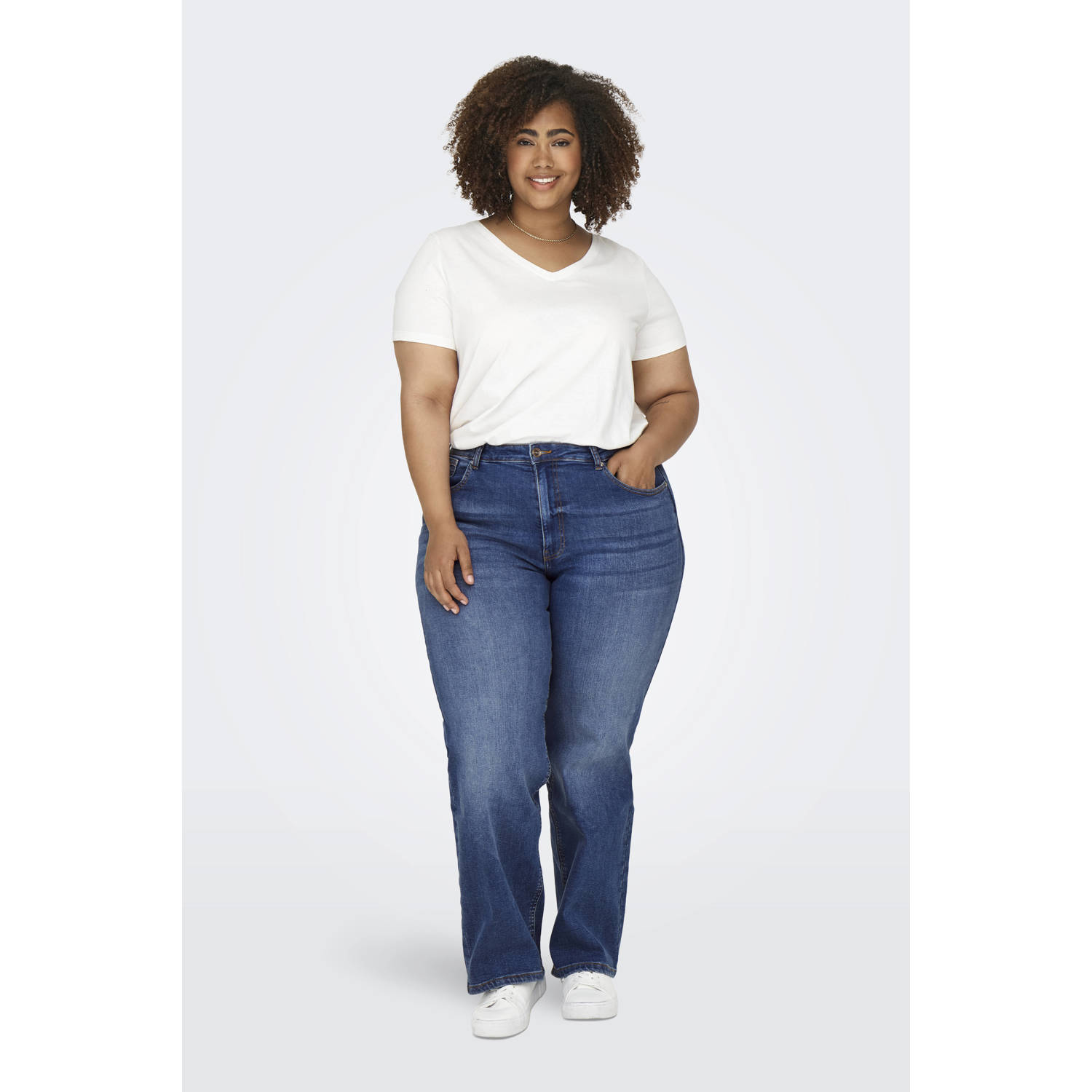 ONLY CARMAKOMA high waist wide leg jeans medium blue denim