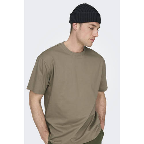ONLY & SONS relaxed T-shirt bruin afbeelding