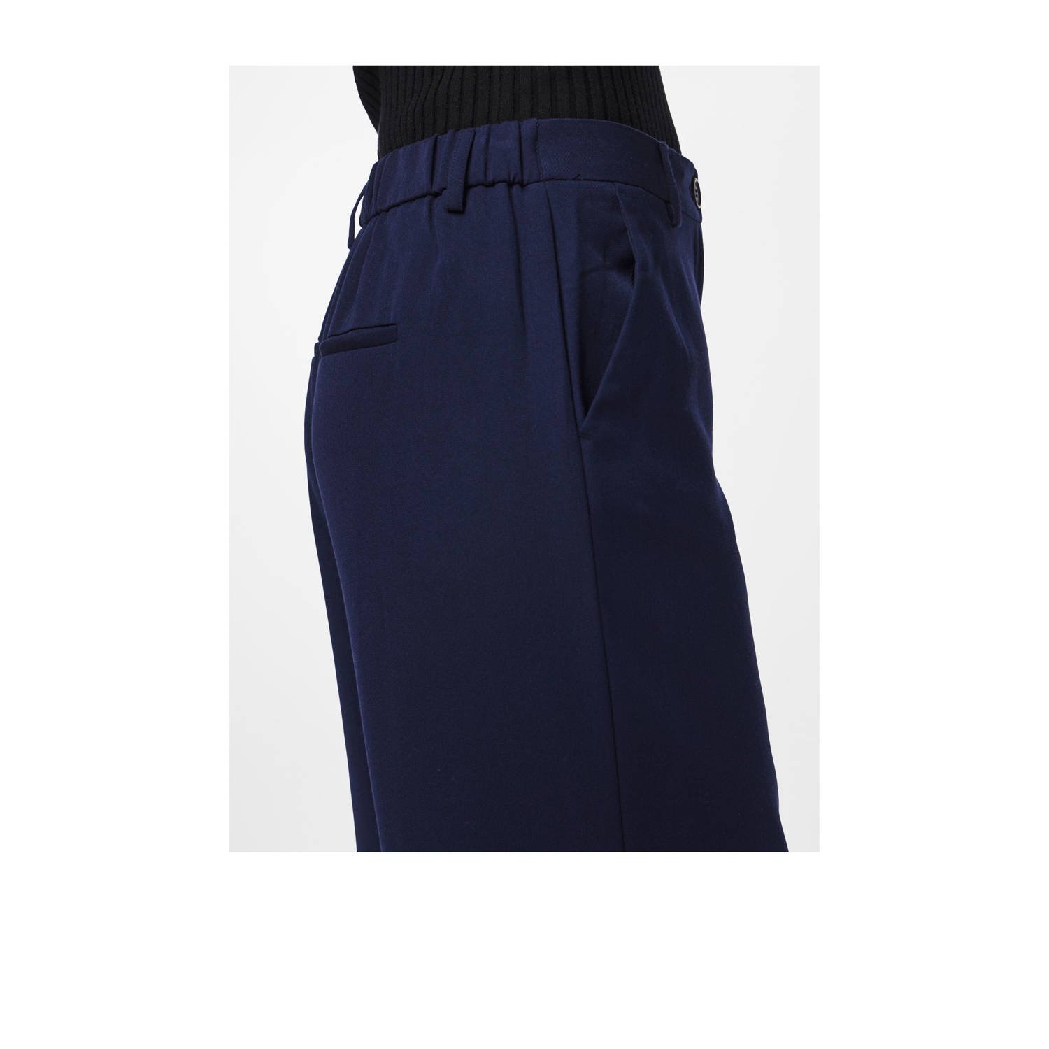 PIECES wide leg high waist broek marine