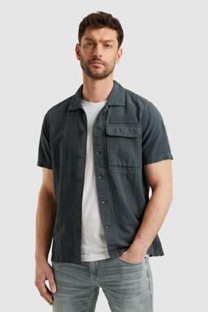 regular overhemd van linnen grijsblauw