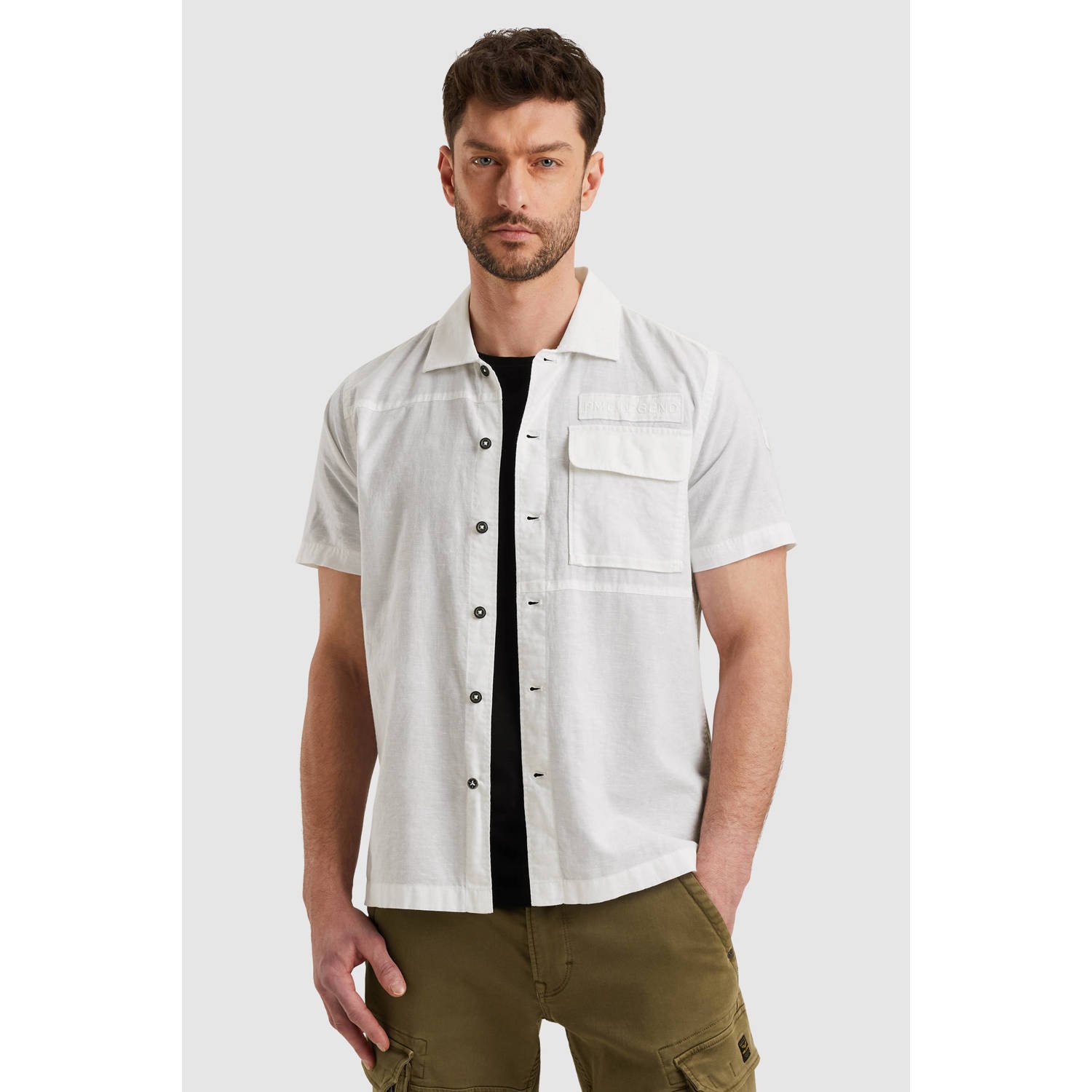PME LEGEND Heren Overhemden Ctn linen Cargo Freedom Wit