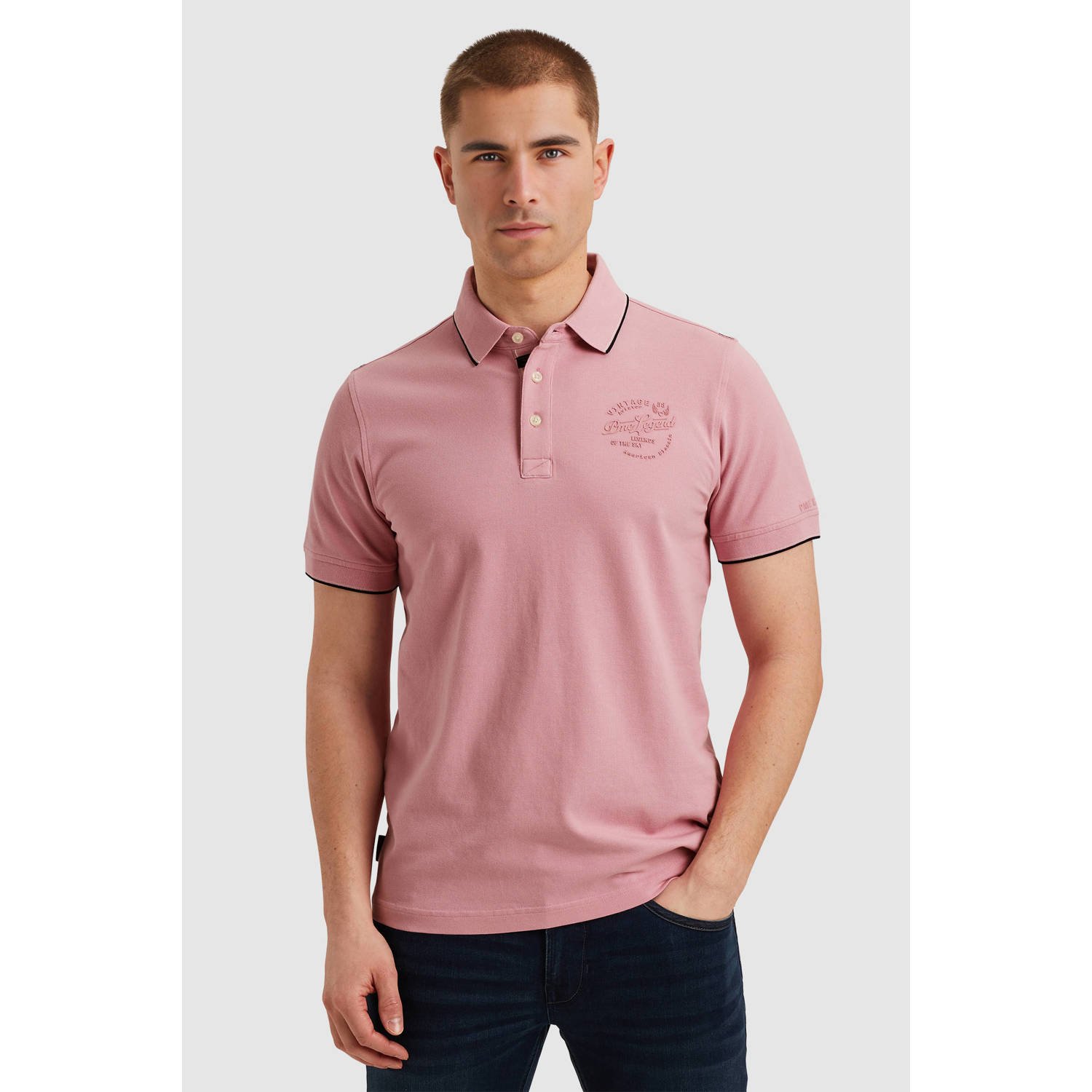 PME LEGEND Heren Polo's & T-shirts Stretch Pique Package Roze