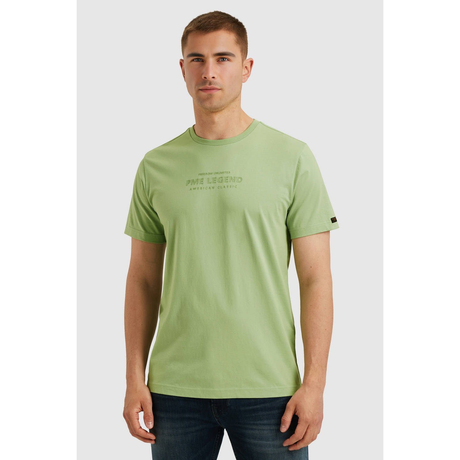 PME Legend T-shirt met labelprint en ronde hals