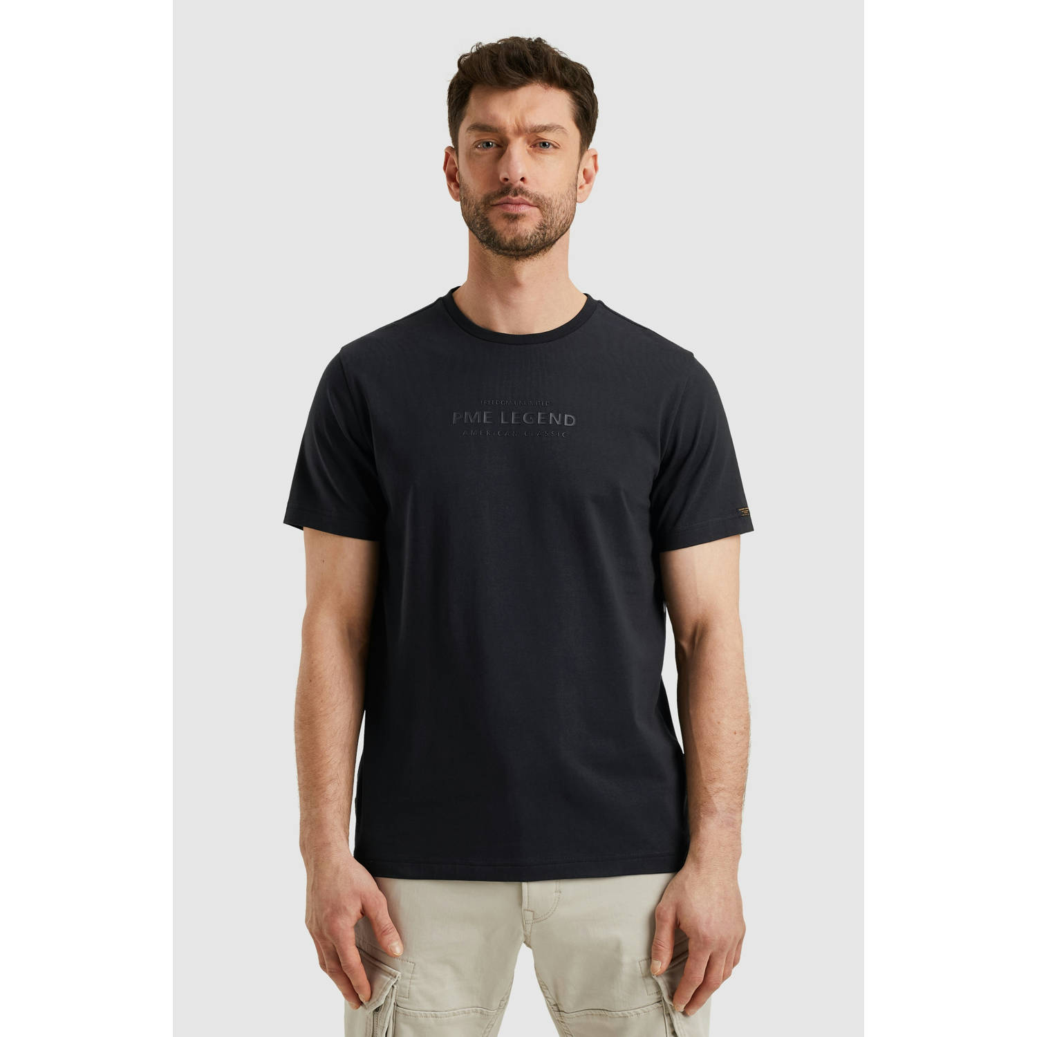 PME Legend T-shirt met labelprint en ronde hals