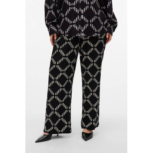 VERO MODA CURVE wide leg regular waist broek zwart afbeelding