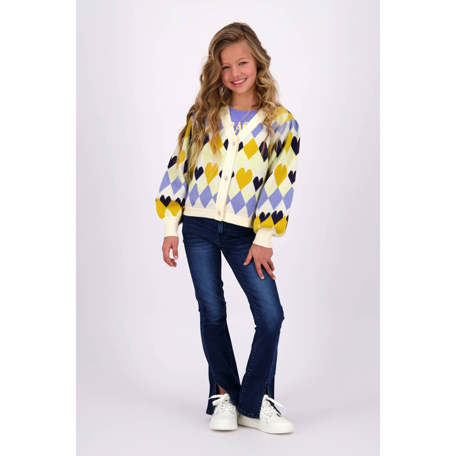 Vingino vest wit fijn gebreid