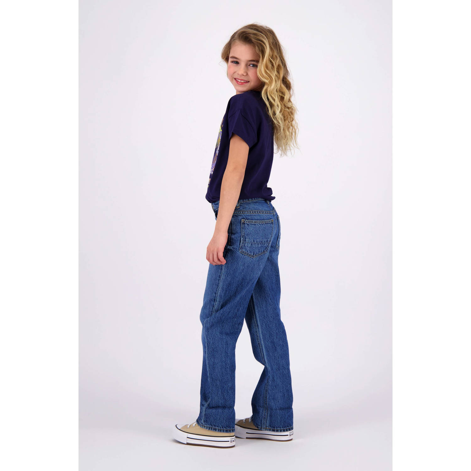 Vingino wide leg regular waist jeans medium blue denim