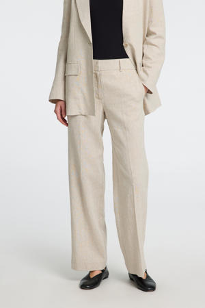 straight high waist broek beige