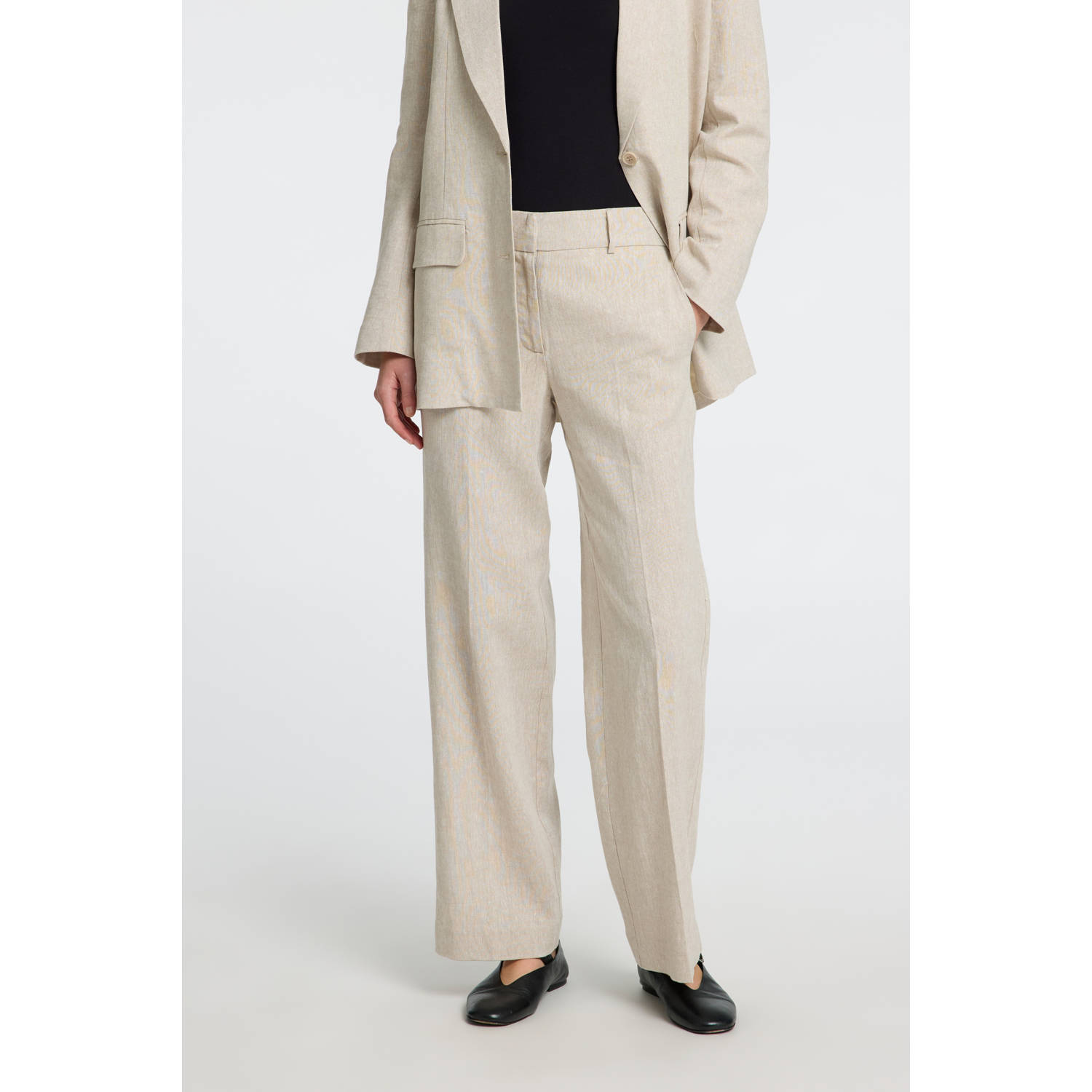 SELECTED FEMME straight high waist broek beige