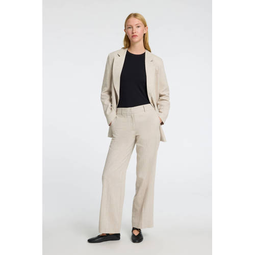 SELECTED FEMME straight high waist broek beige afbeelding