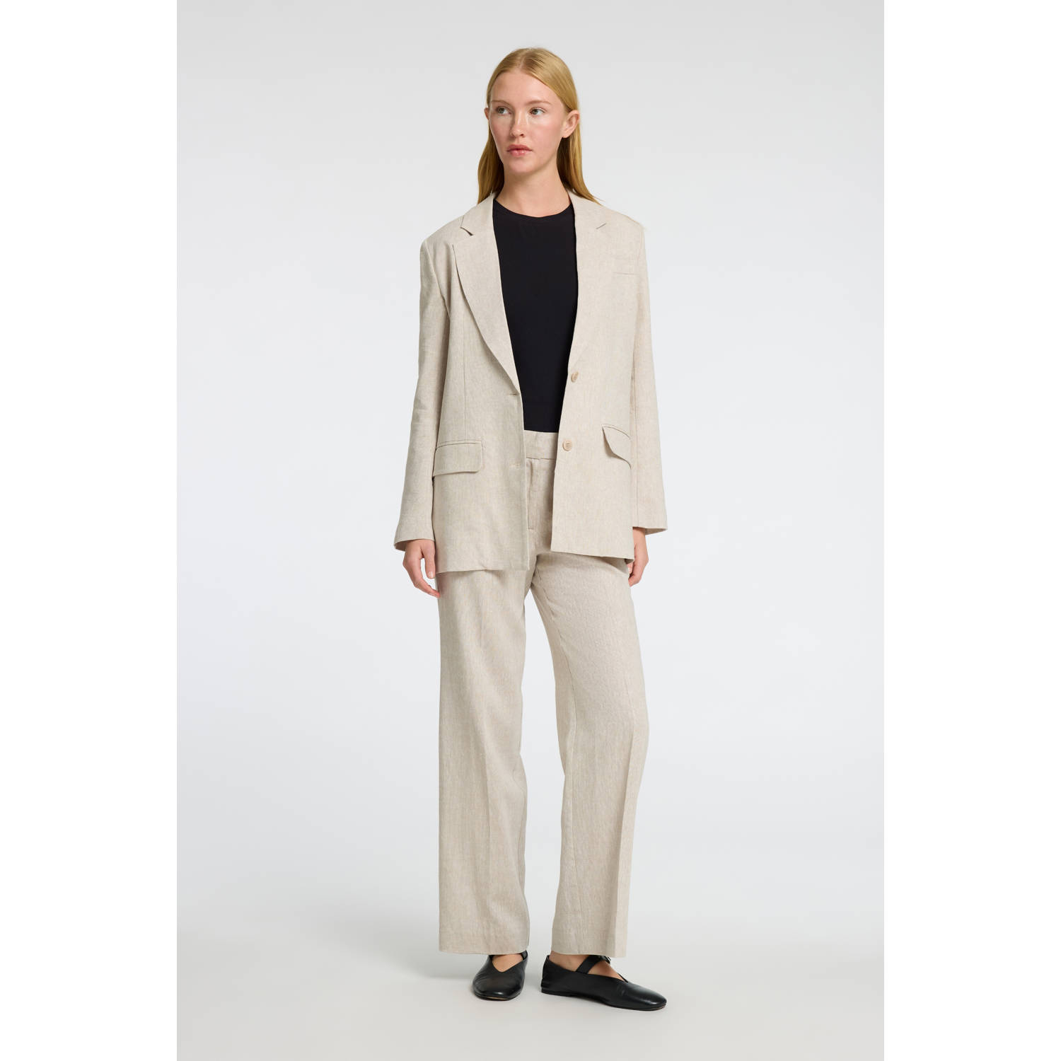 SELECTED FEMME straight high waist broek beige