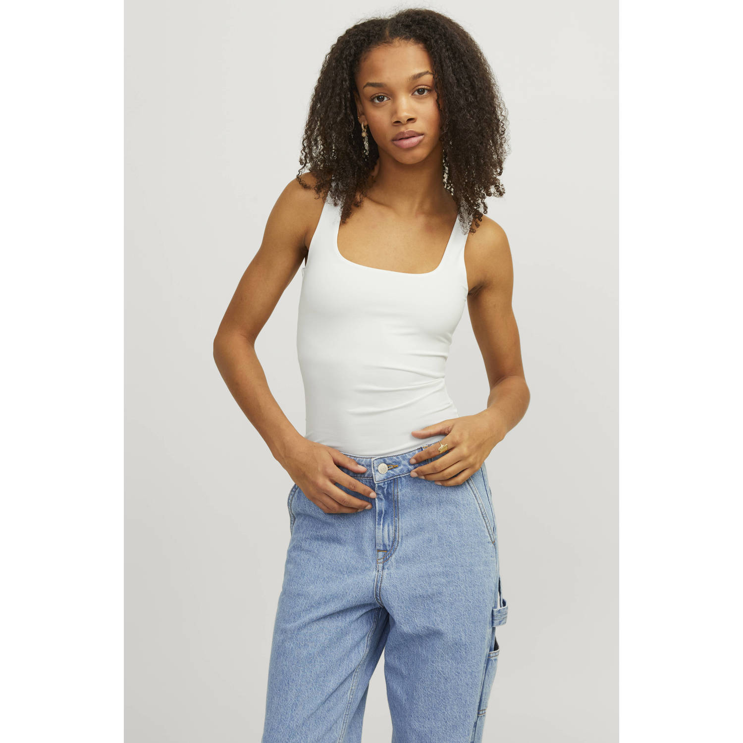 Jack & jones Witte Gestreepte Mouwloze Top White Dames