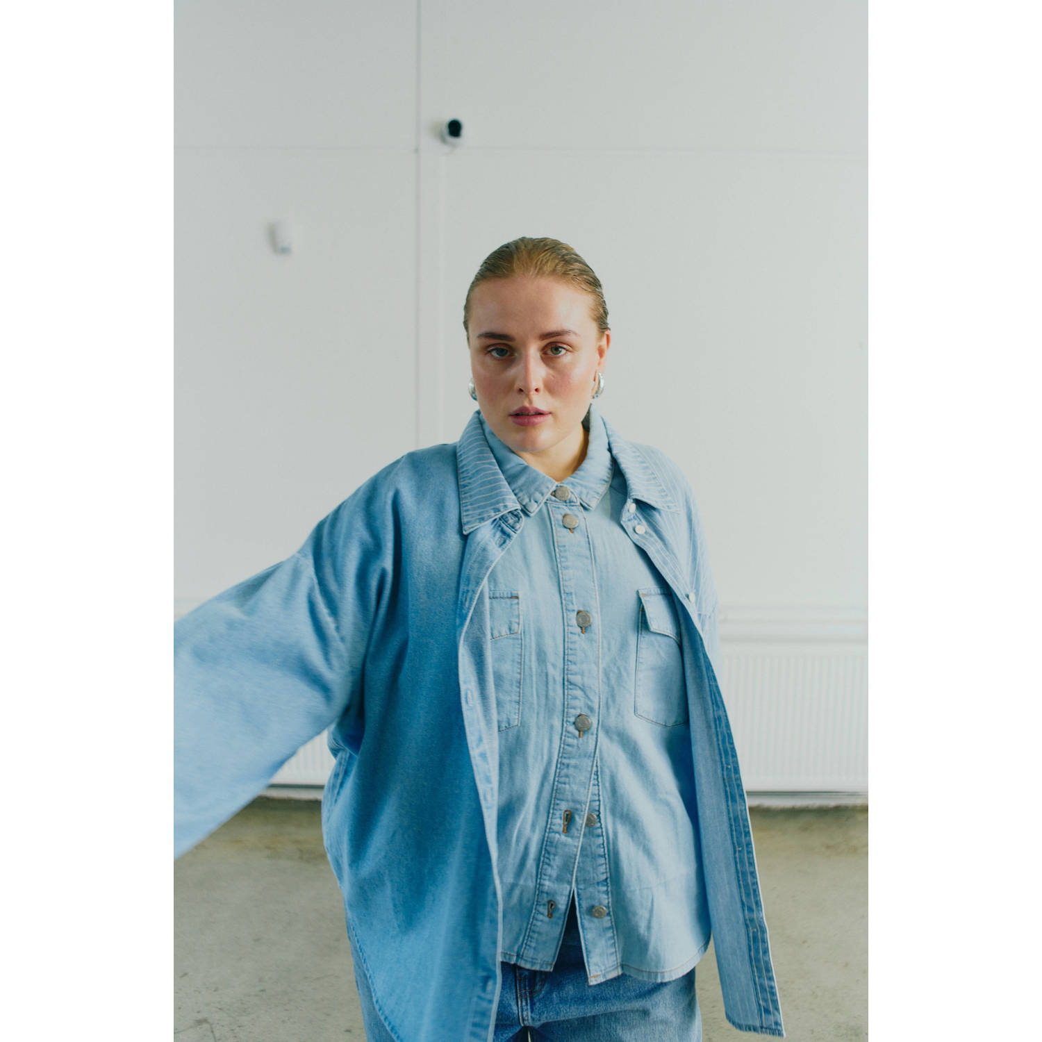 NOISY MAY Curve blouse light blue denim