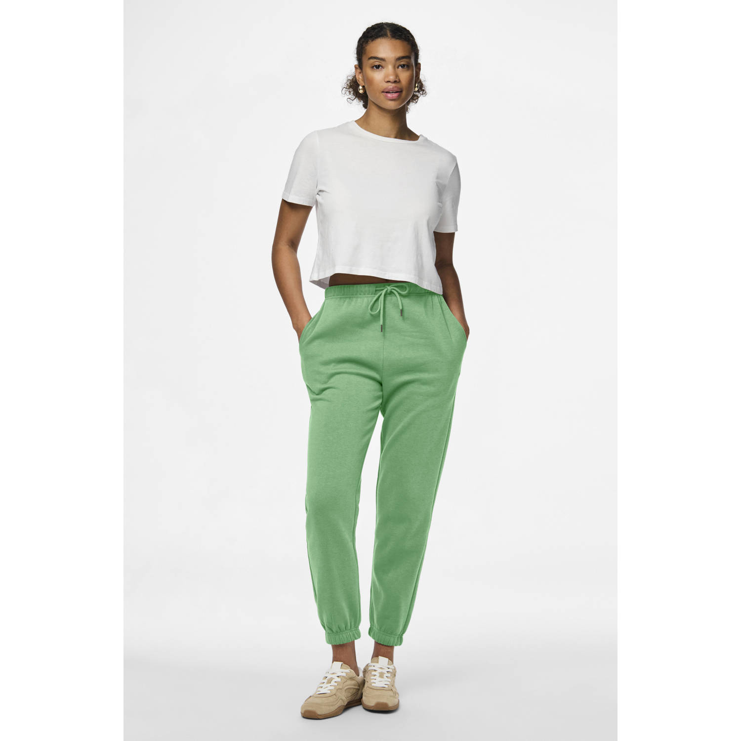 PIECES high waist regular fit sweatpants PCCHILLI felgroen