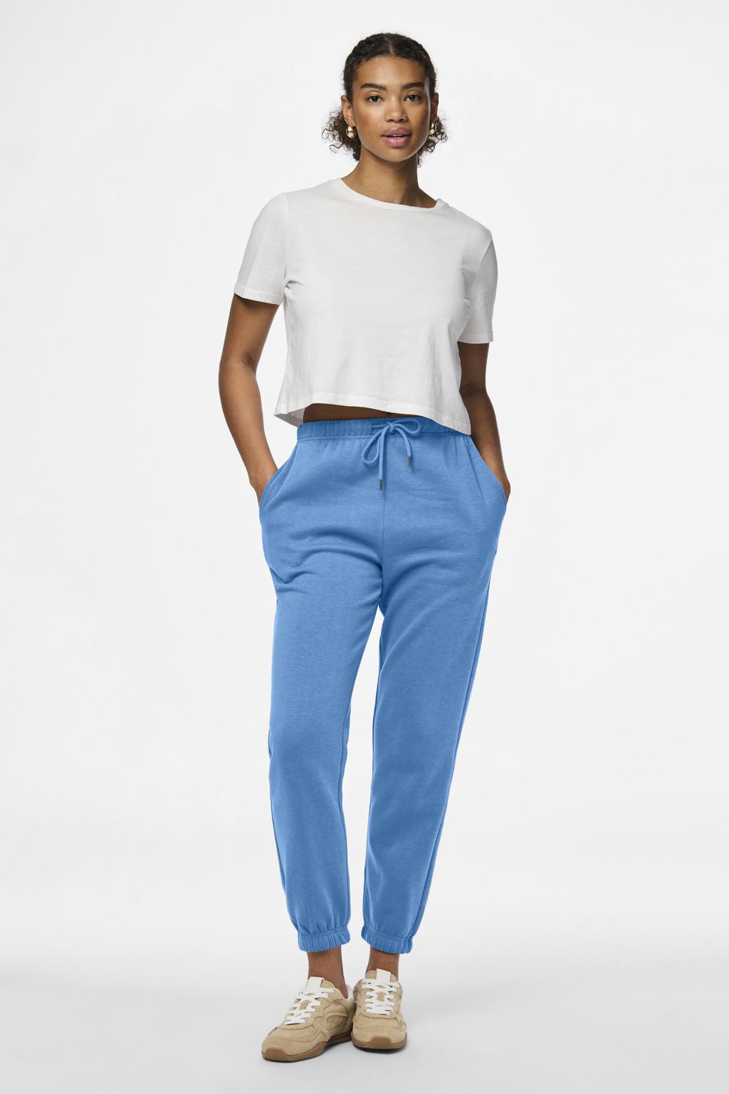 PIECES high waist regular fit sweatpants PCCHILLI azuurblauw