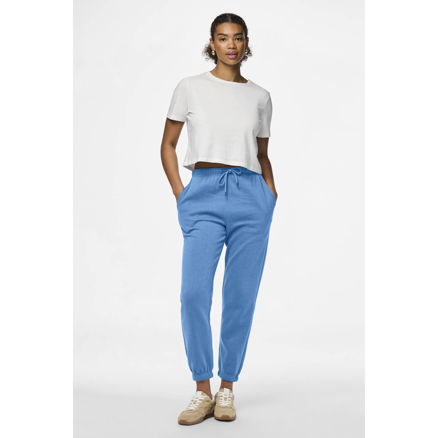 PIECES high waist regular fit sweatpant PCCHILLI azuurblauw