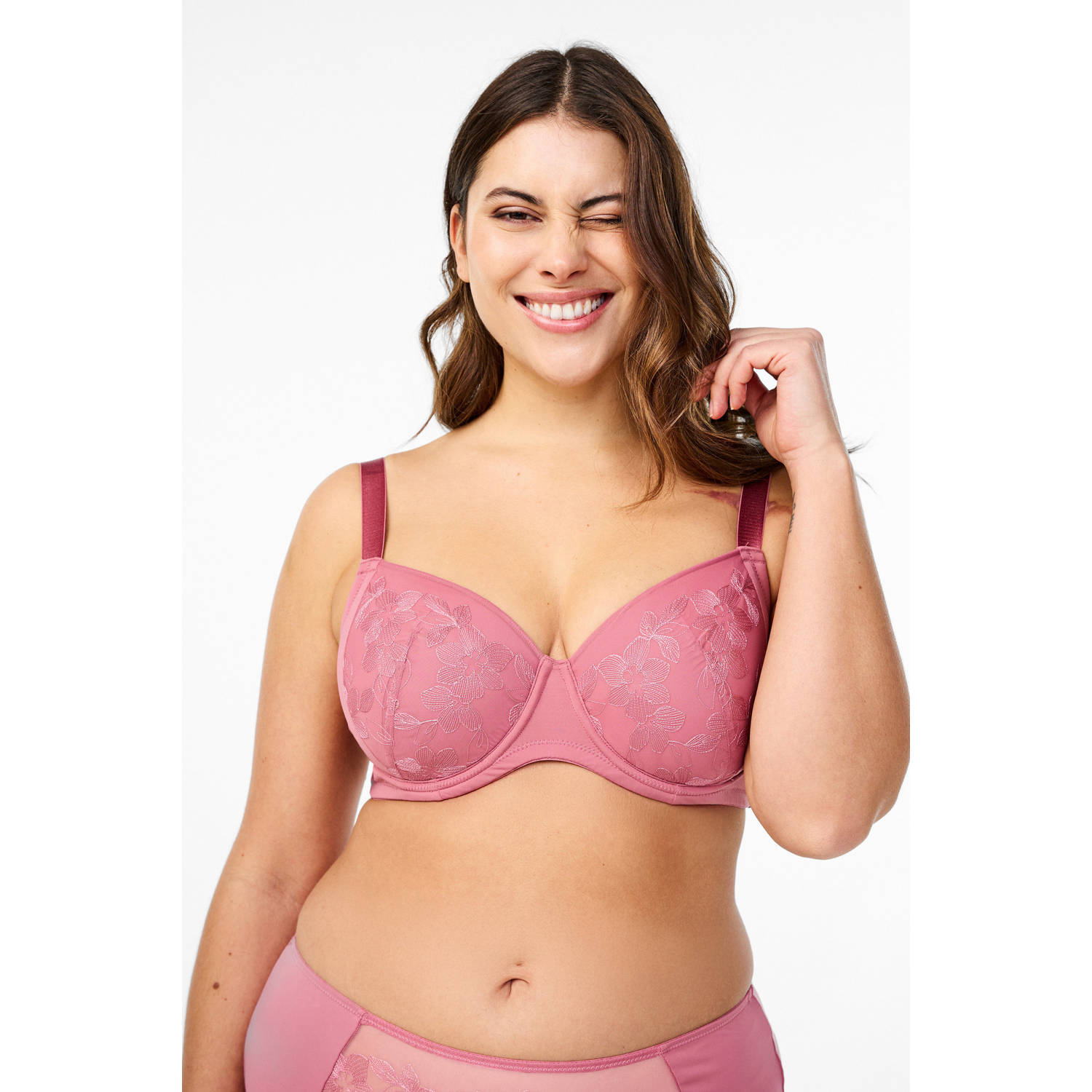 Zizzi voorgevormde beugelbh LINETT roze