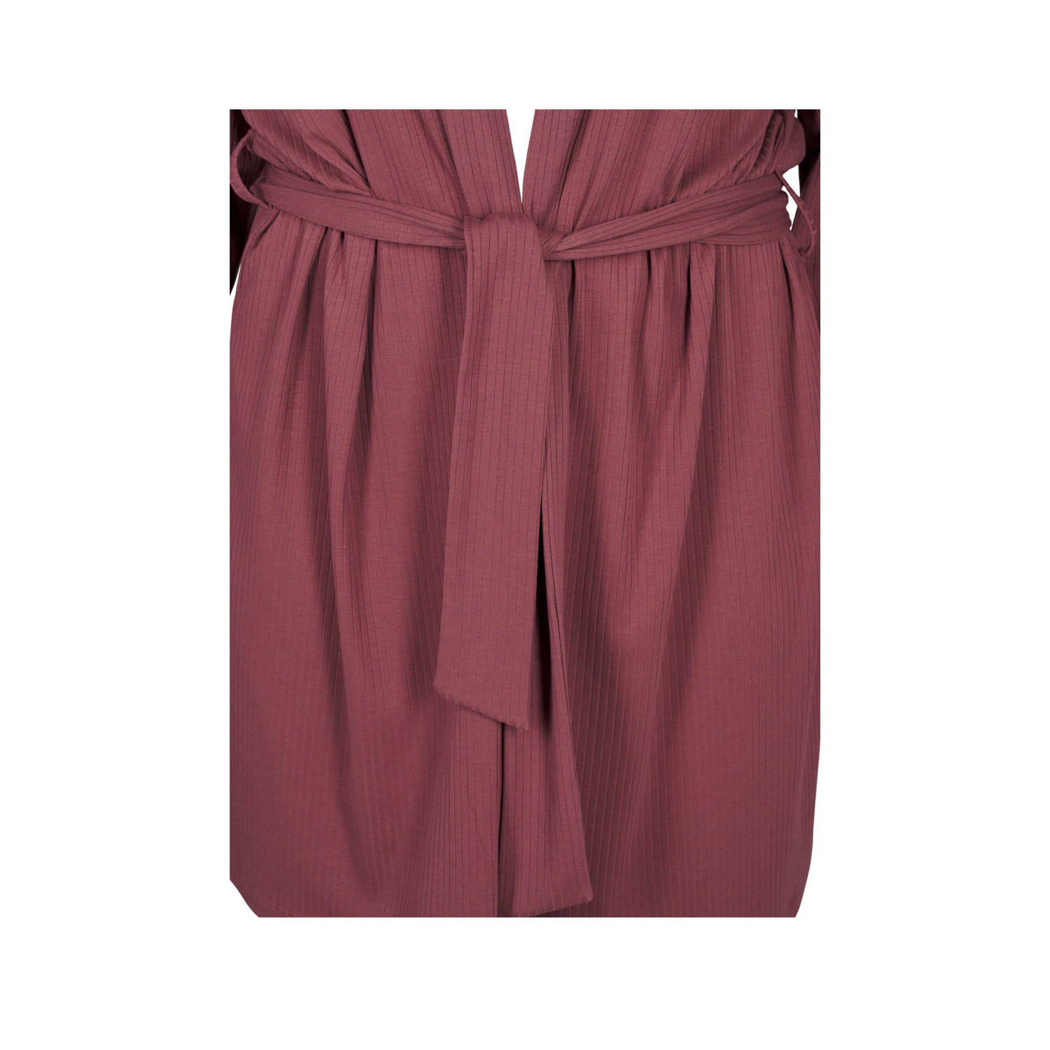 Zizzi jersey badjas met ribstructuur MAJA bruin