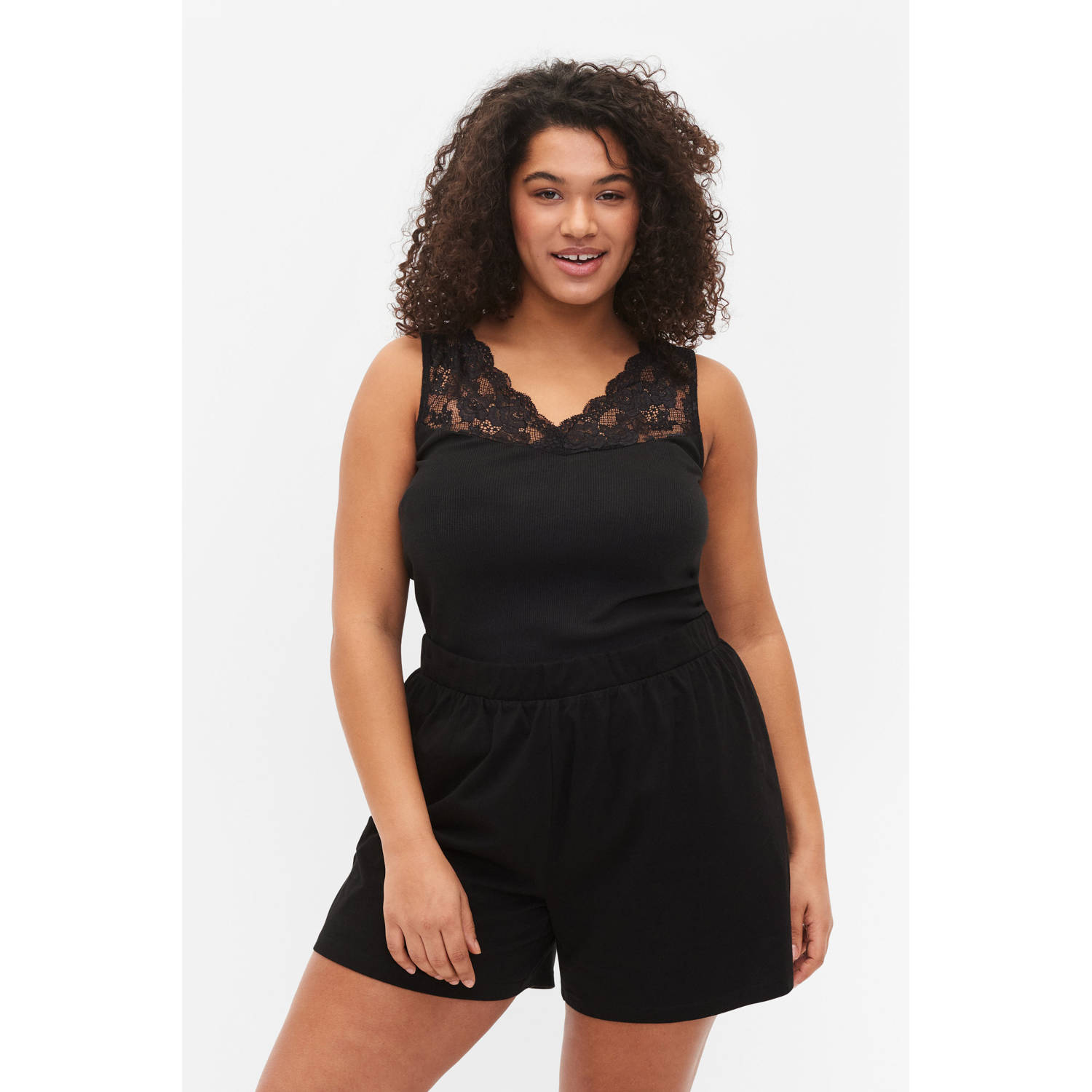 Zizzi pyjamashort MDREAM zwart
