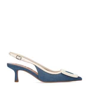 Bonnie 55  denim slingback pumps blauw