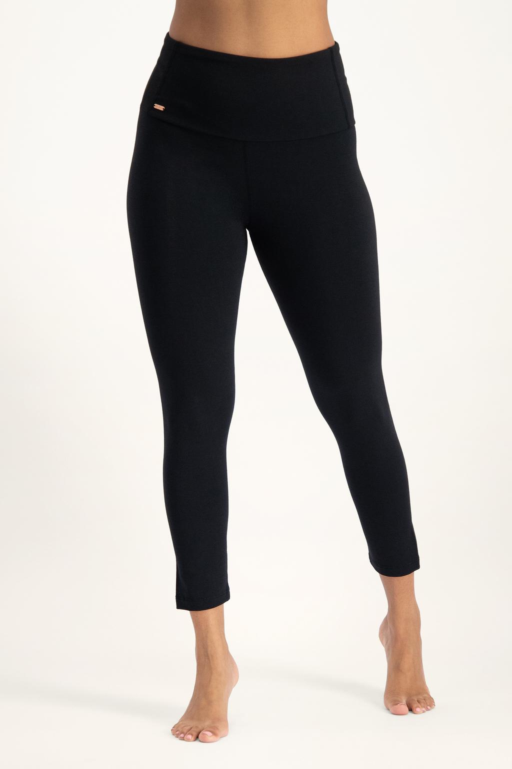 Zwarte dames Urban Goddess sportlegging Surya 7 8 van bamboe met slim fit, regular waist en effen