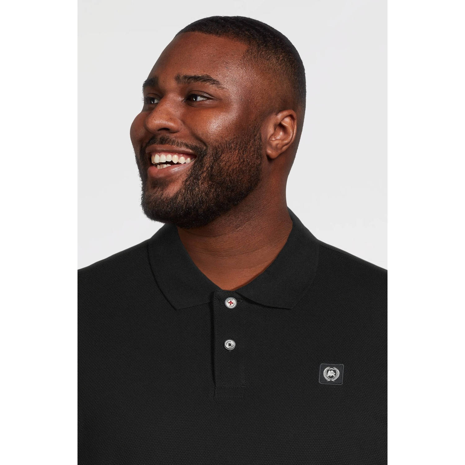 LERROS PLUS SIZE regular polo zwart
