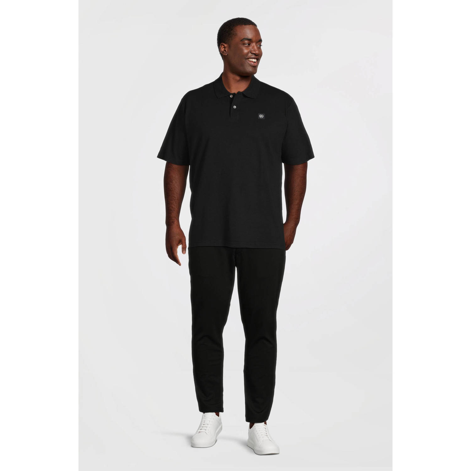 LERROS PLUS SIZE regular polo zwart