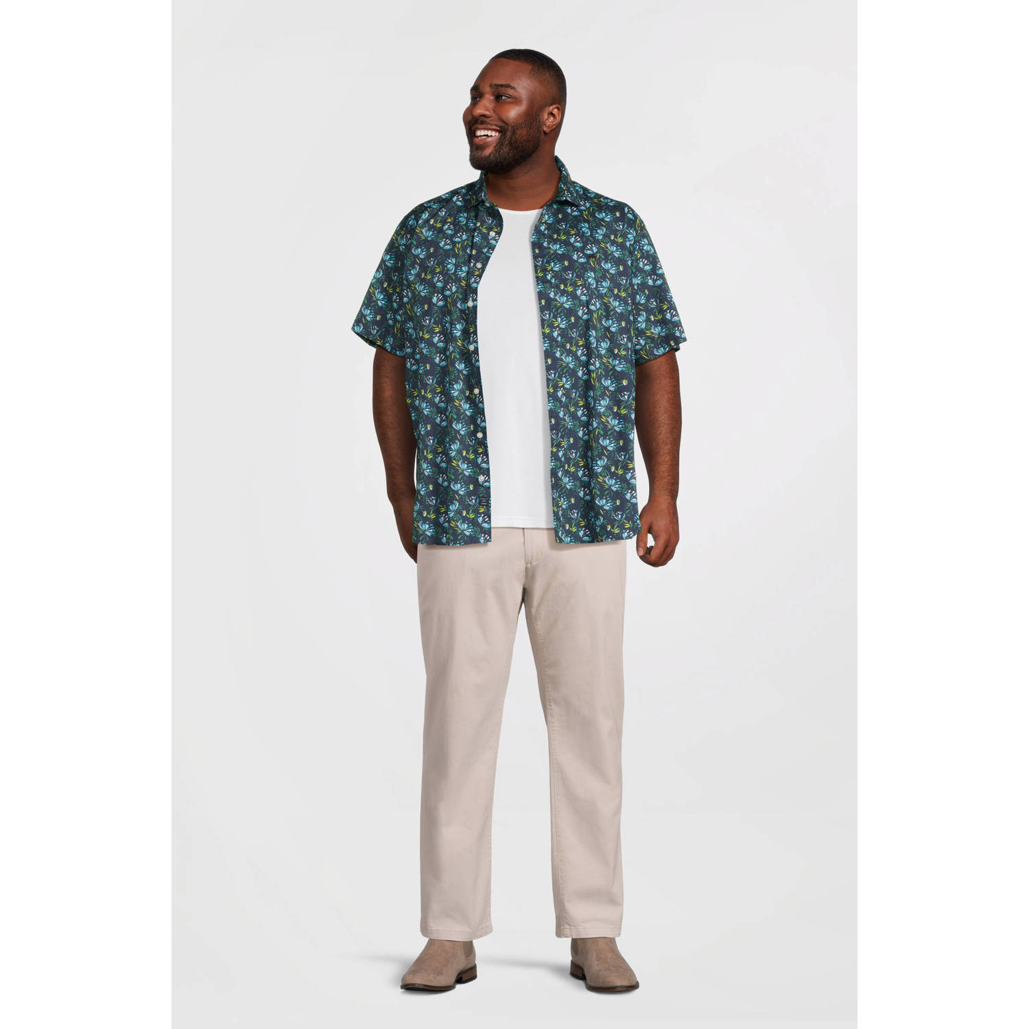 LERROS PLUS SIZE casual overhemd blauw