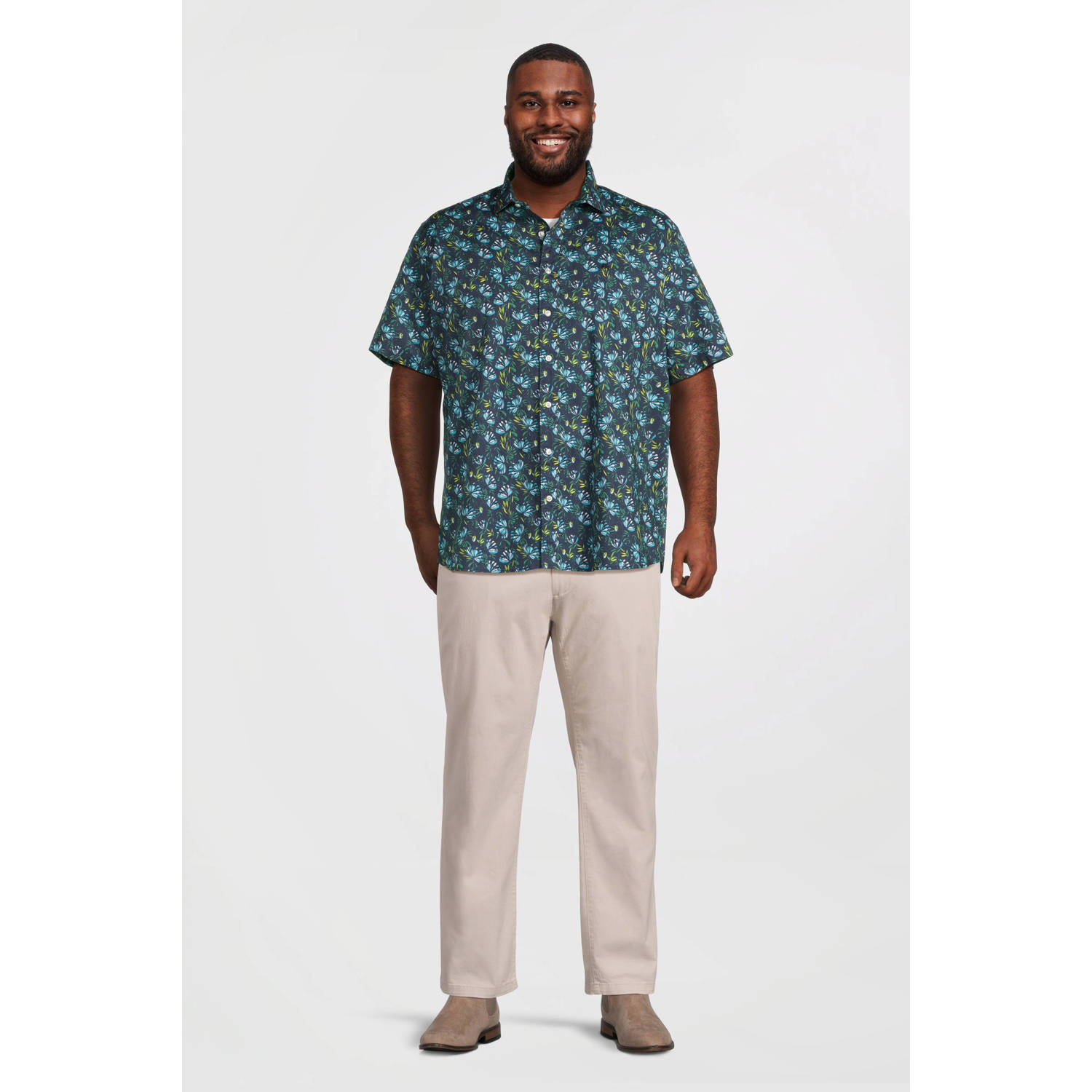 LERROS PLUS SIZE casual overhemd blauw