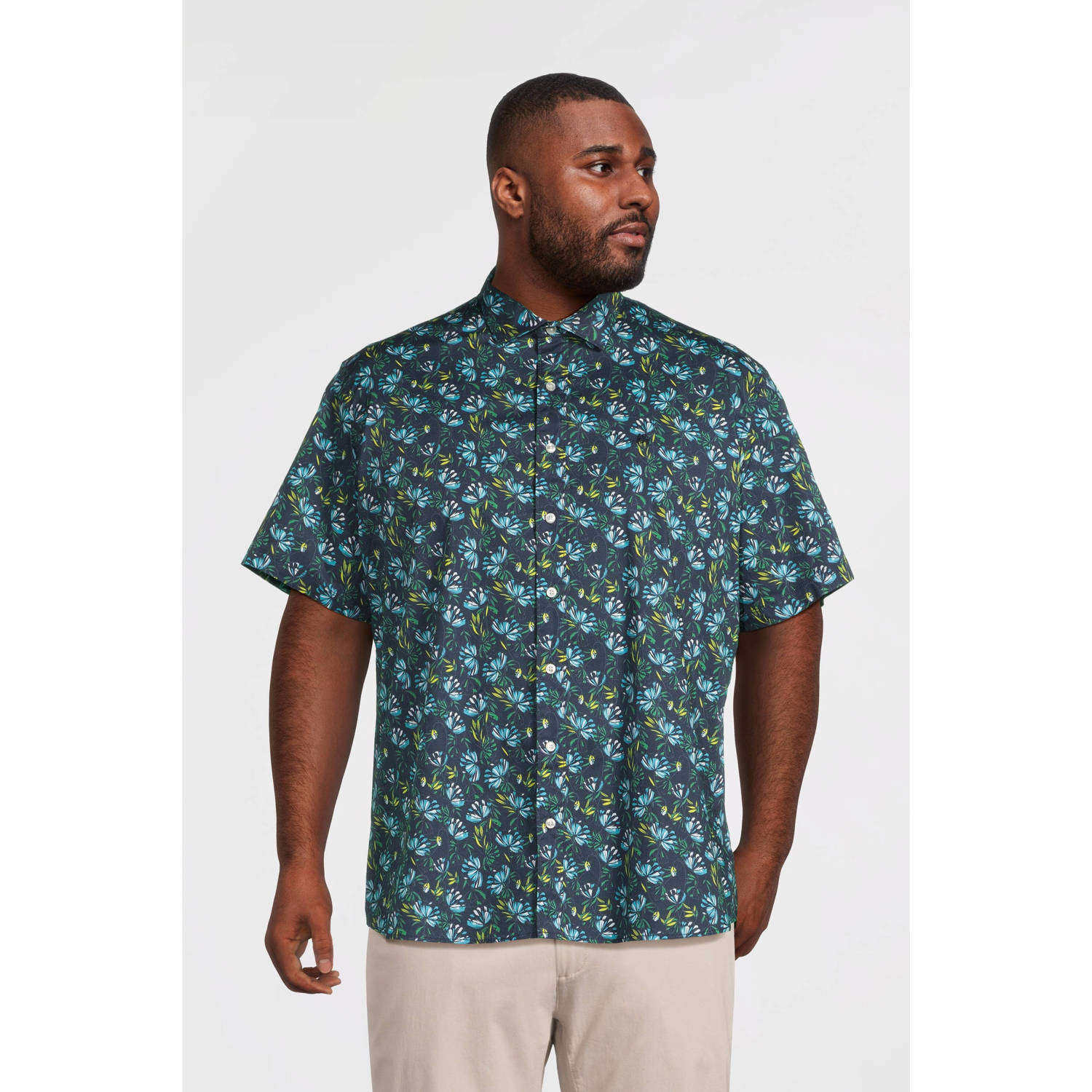 LERROS PLUS SIZE casual overhemd blauw