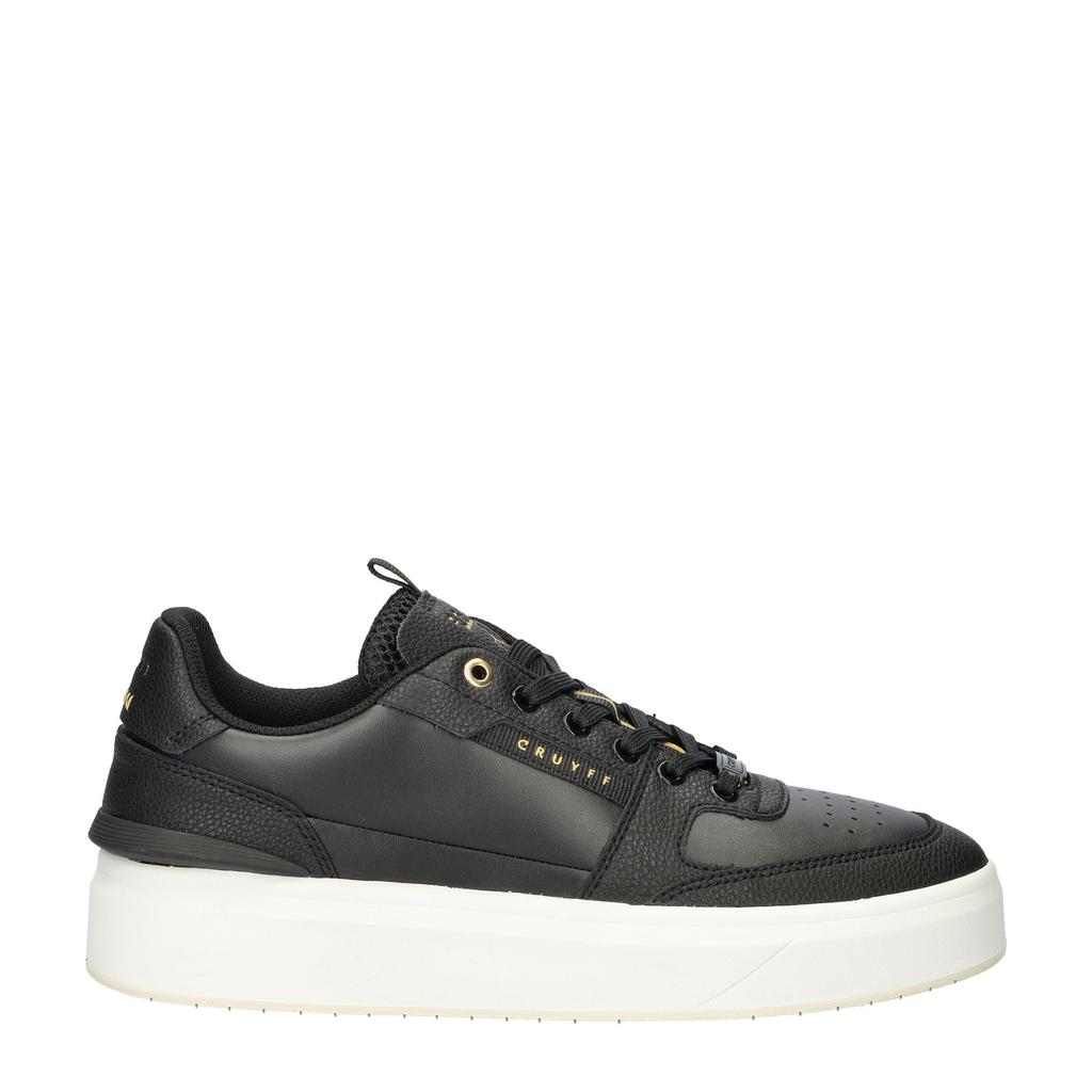 Zwarte heren Cruyff Endorsed Tennis leren sneakers met veters