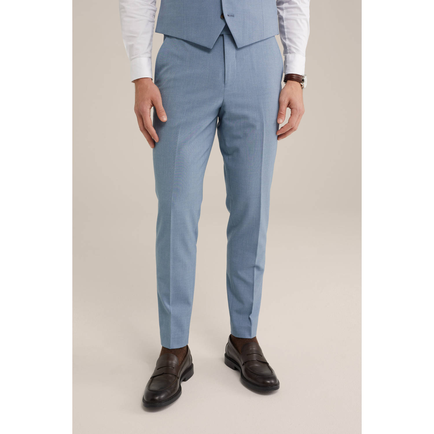 WE Fashion WE Fundamentals slim pantalon grijsblauw