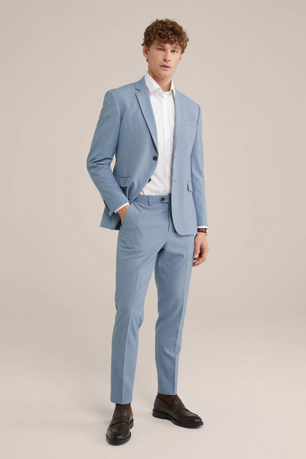 WE Fashion slim pantalon grijsblauw