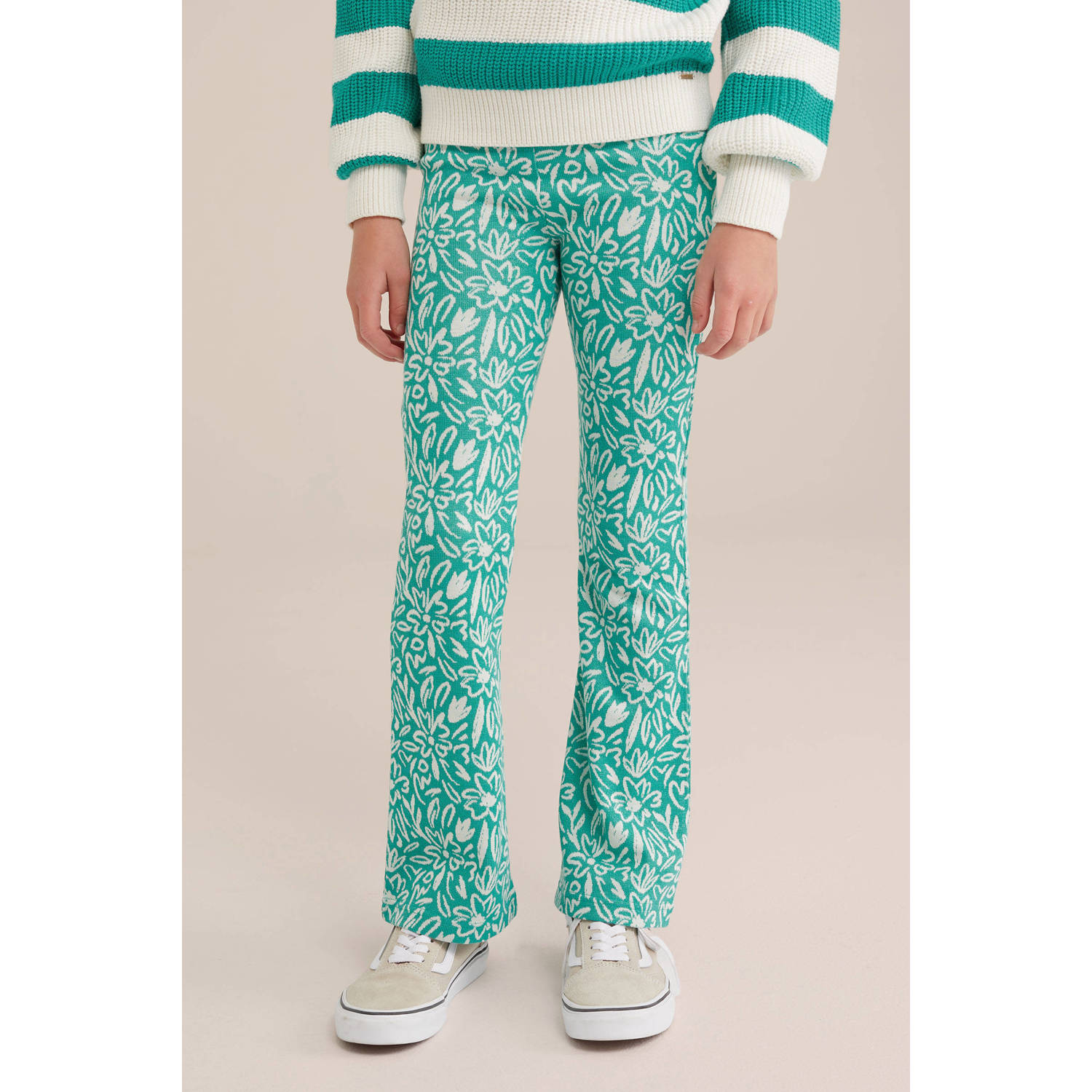 WE Fashion flared broek mintgroen