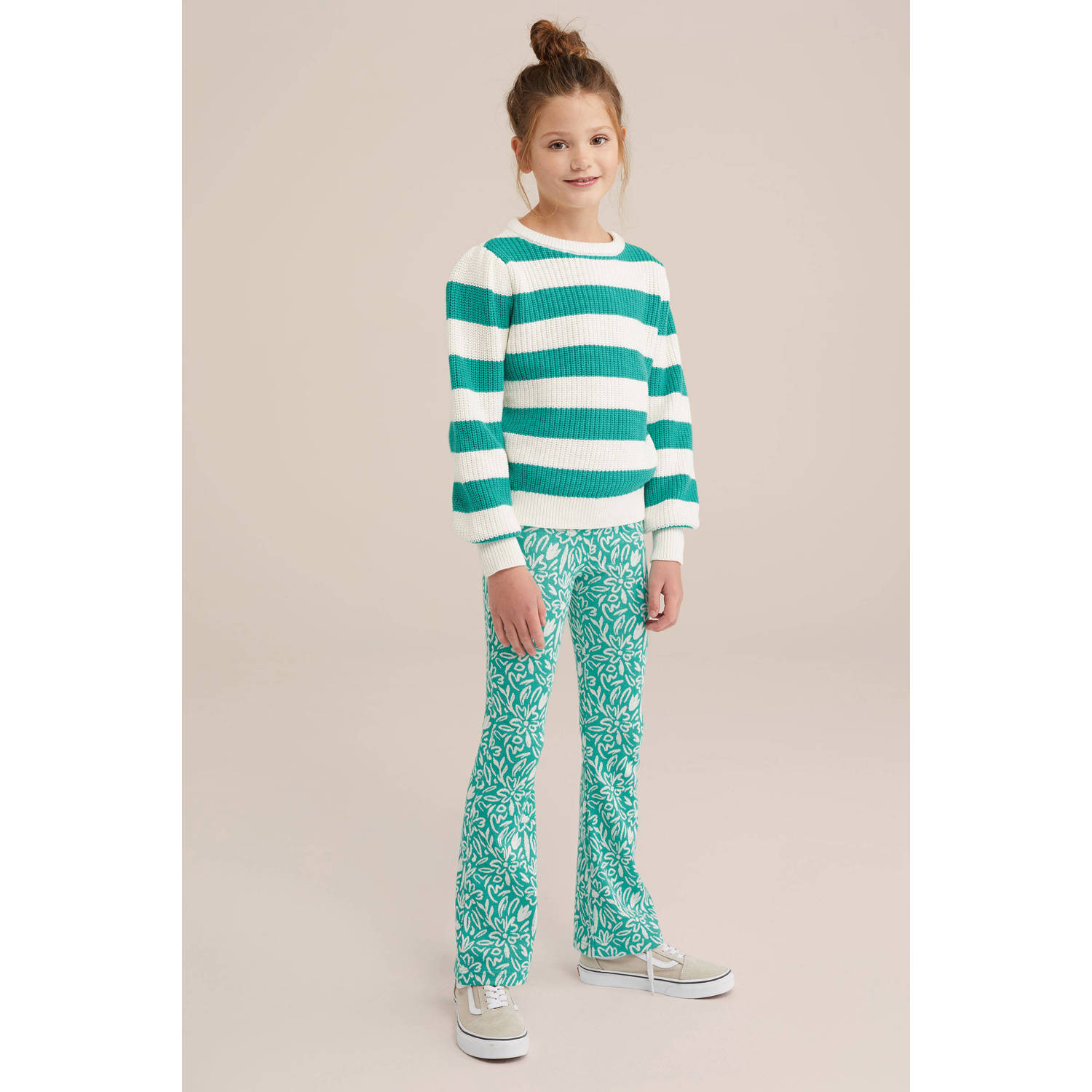 WE Fashion flared broek mintgroen