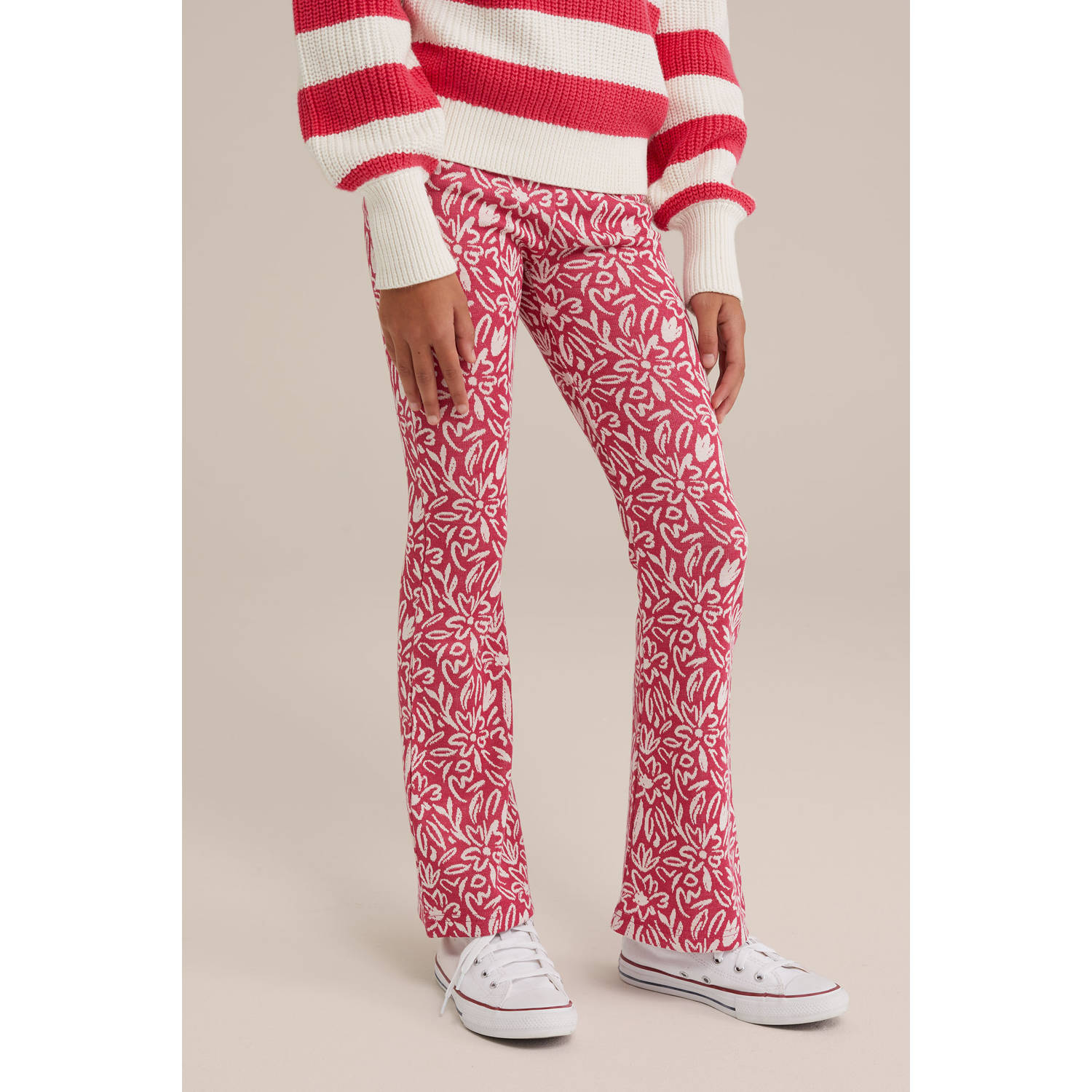 WE Fashion flared broek roze