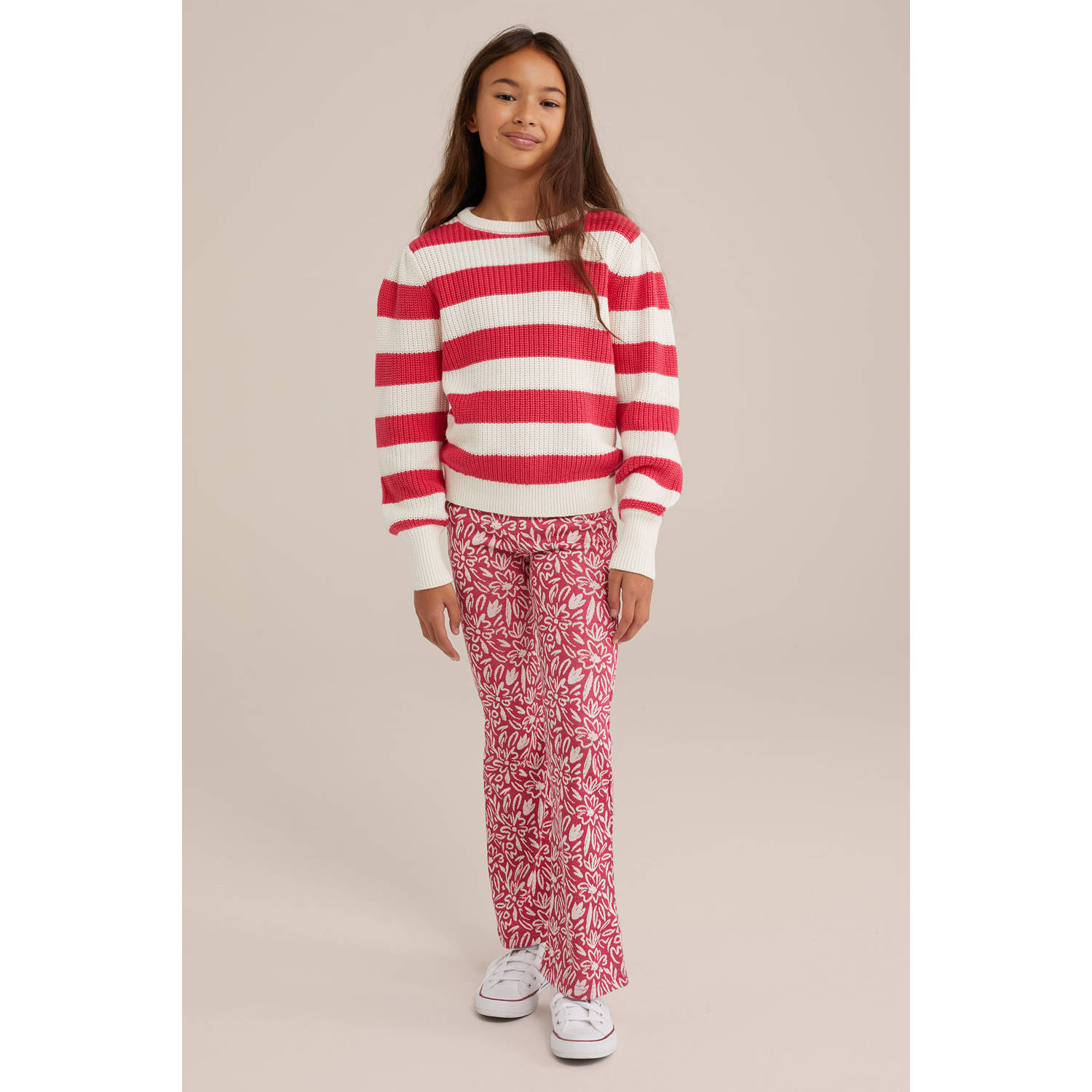 WE Fashion flared broek roze